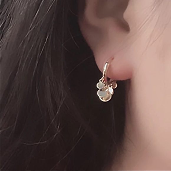 New Silver Gold Round Disc Tassel Earrings - Picture 6 of 6